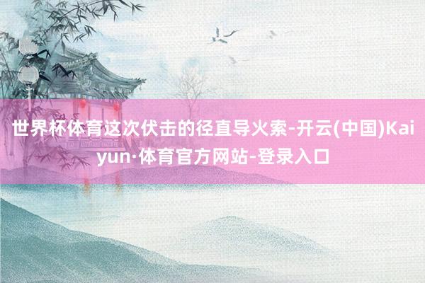 世界杯体育这次伏击的径直导火索-开云(中国)Kaiyun·体育官方网站-登录入口
